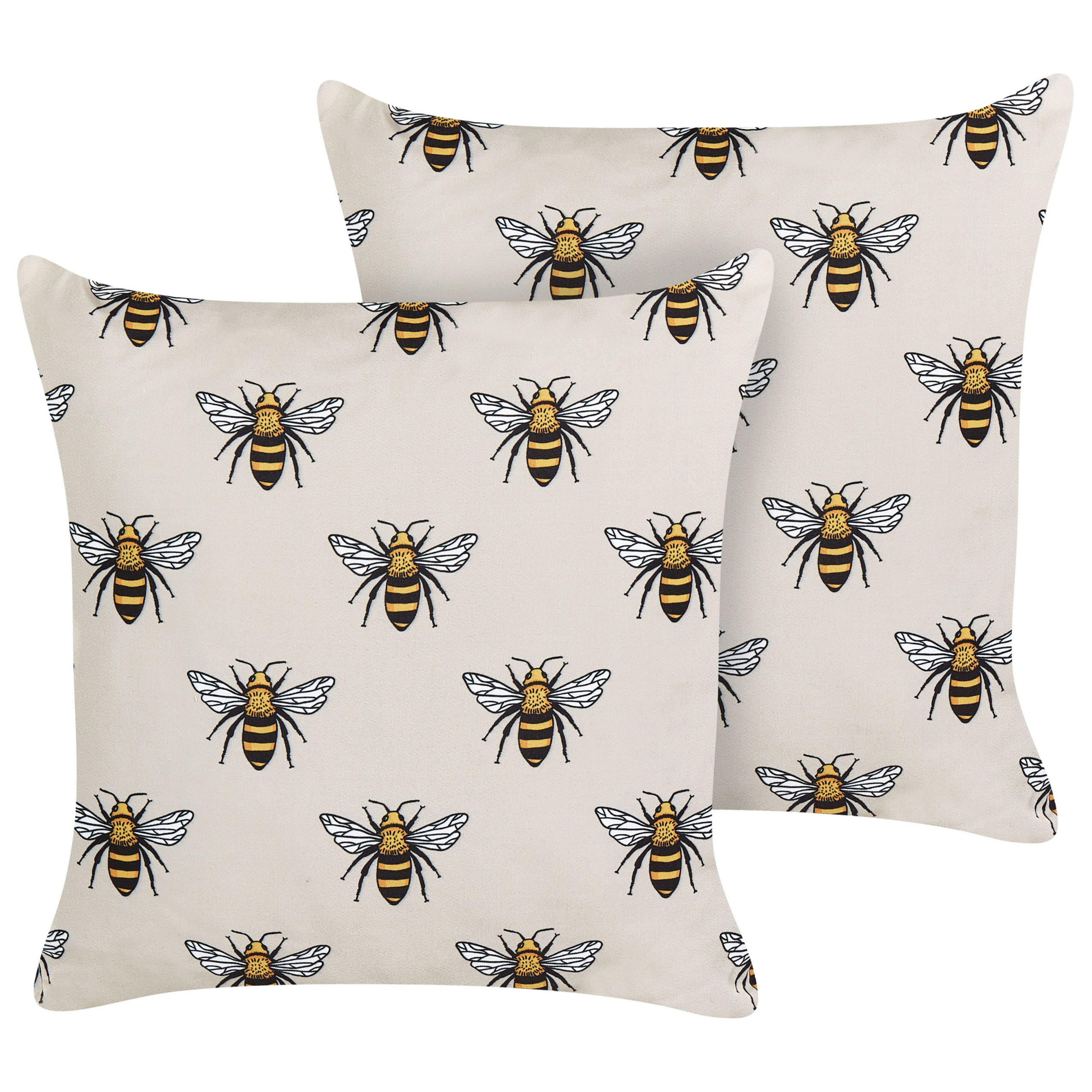 GARTENKISSEN 2er-Set Bienenmuster beige 45/45 cm Canneto - Beige, Textil (45/45cm) - Beliani