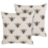 GARTENKISSEN 2er-Set Bienenmuster beige 45/45 cm Canneto - Beige, Textil (45/45cm) - Beliani