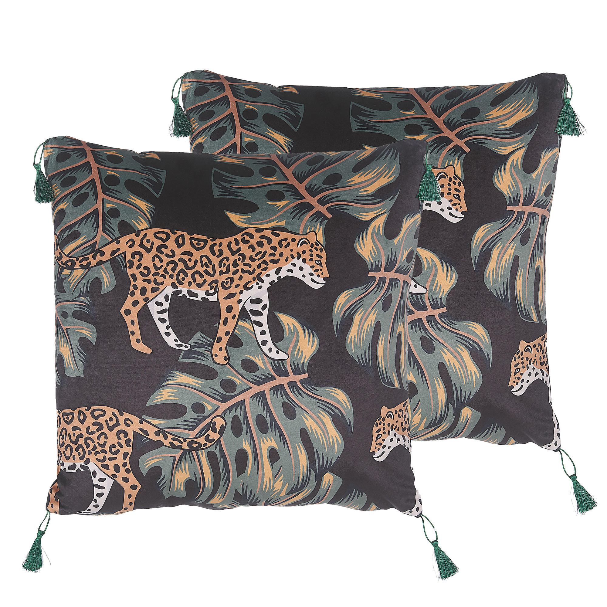 DEKOKISSEN 2er-Set Schwarz 45/45 cm Kuhi - Schwarz, Textil (45/45cm) - Beliani