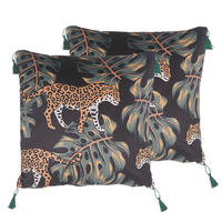 DEKOKISSEN 2er-Set Schwarz 45/45 cm Kuhi - Schwarz, Textil (45/45cm) - Beliani