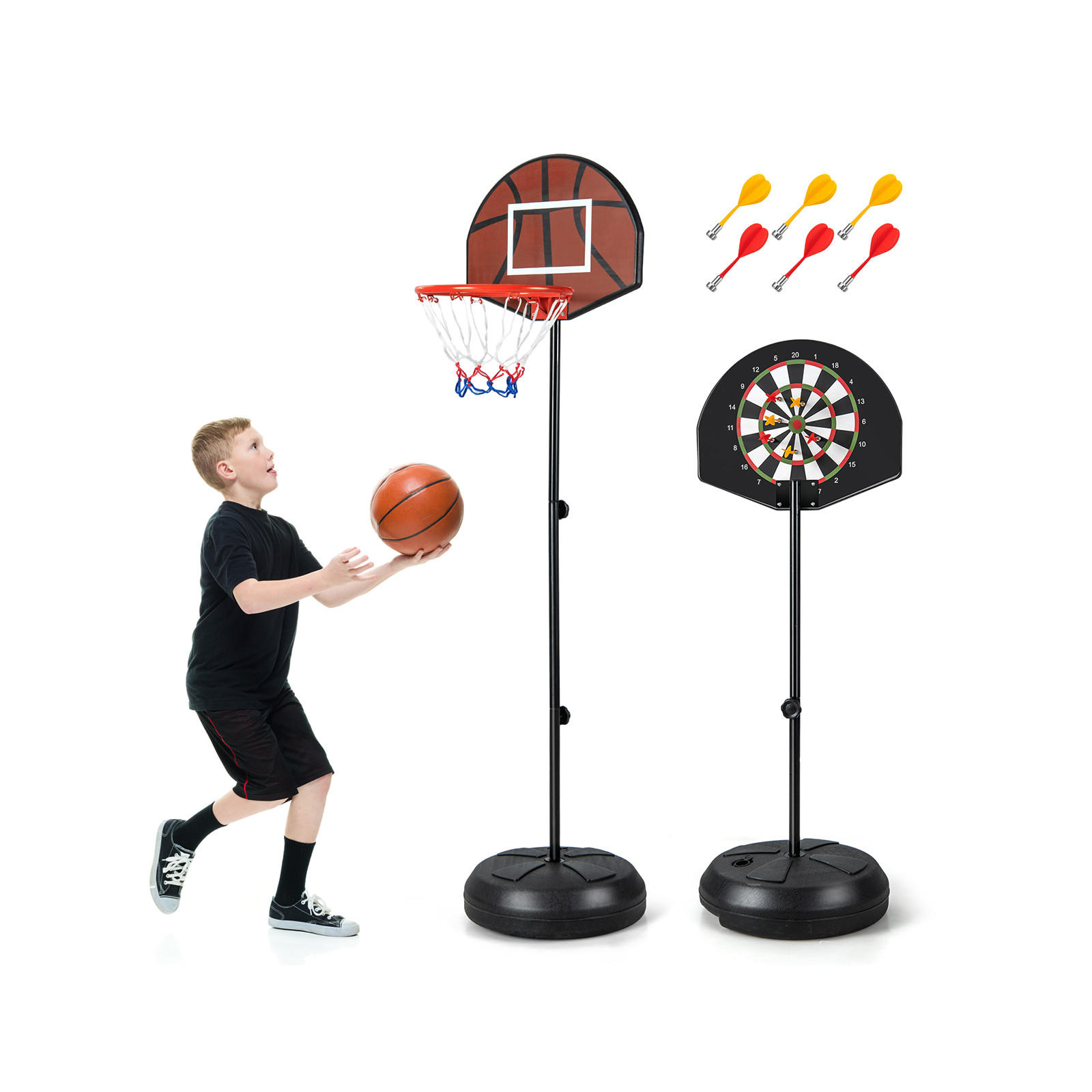 BASKETBALLKORBSTäNDER Schwarz - Schwarz, Metall (13/43cm) - COSTWAY
