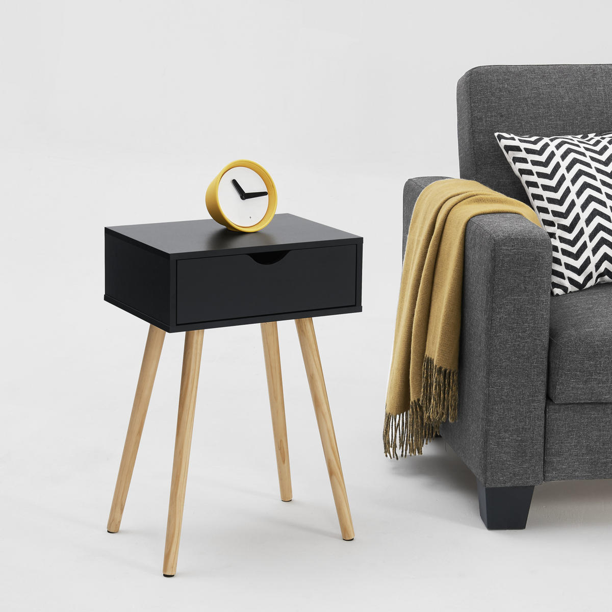 NACHTTISCH Sörby - Schwarz, Holzwerkstoff (40/60/30cm) - [en.casa]
