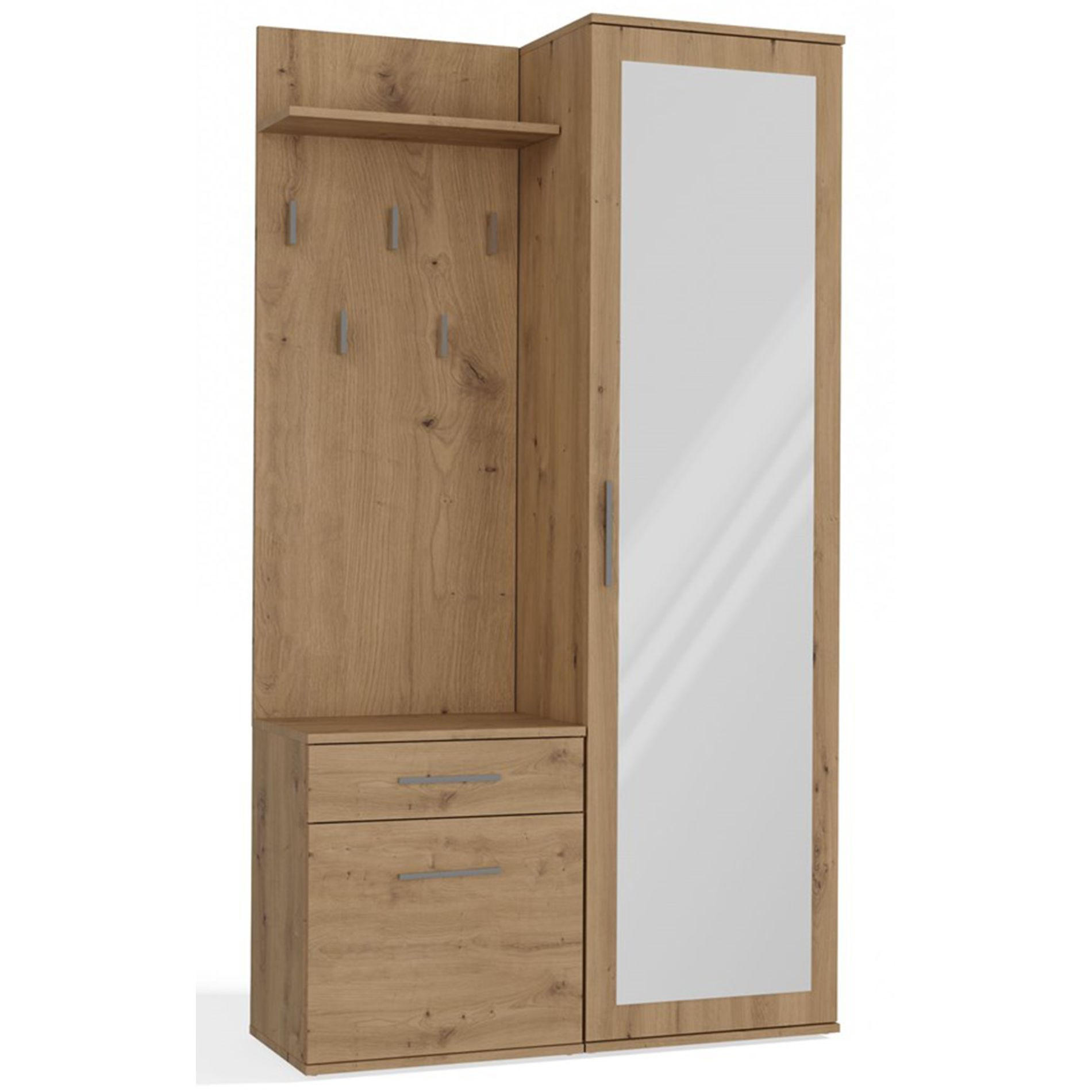 FLURMÖBEL-SET Duvio Eiche Artisan - Silberfarben/Eiche Artisan, Holzwerkstoff/Kunststoff (100/35/180cm) - Selsey