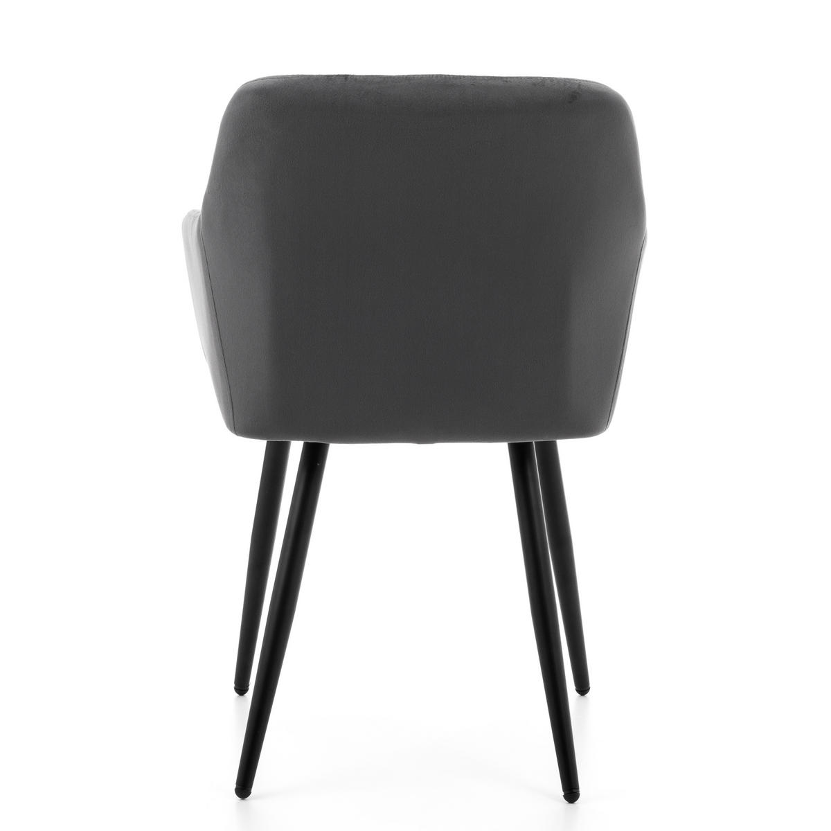 STUHL ORTE gepolstert mit Steppung - grau - Samt Velours - Schwarz/Grau, Textil/Metall (56/85/62cm) - NEW HOME