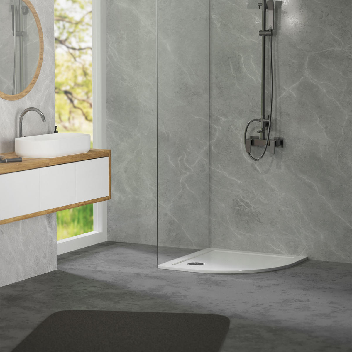 DUSCHWANNE 80x80 cm rund Weiß Duschtasse mit Ablaufgarnitur - Weiß, Kunststoff (80/4/80cm) - LuxeBath