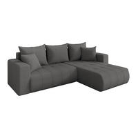 ROHOVÁ SEDAČKA s funkcí spaní, otoman vpravo MILA-L 277x194x86 šedá bouclé - šedá/černá, kompozitní dřevo/textil (277/194cm) - ALTDECOR