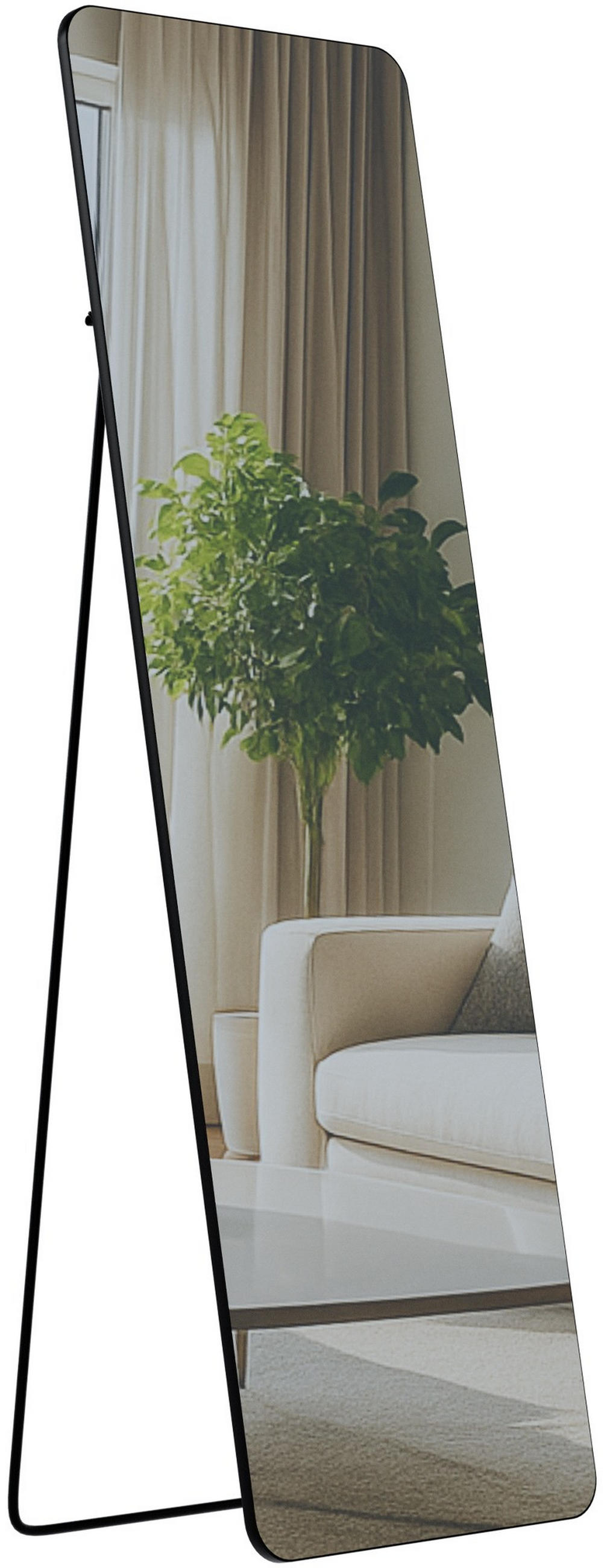 STANDSPIEGEL Murcia Glas Schwarz-matt Ganzkörperspiegel - Schwarz, Glas (50/160/3cm) - DELUKE
