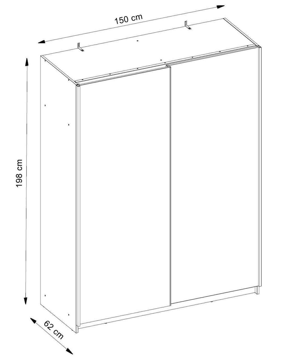 SCHWEBETÜRENSCHRANK Gozo Graphit 150 / 62 / 198cm - Graphitfarben/Schwarz, Holz/Holzwerkstoff (150/198/62cm) - Feldmann-Wohnen