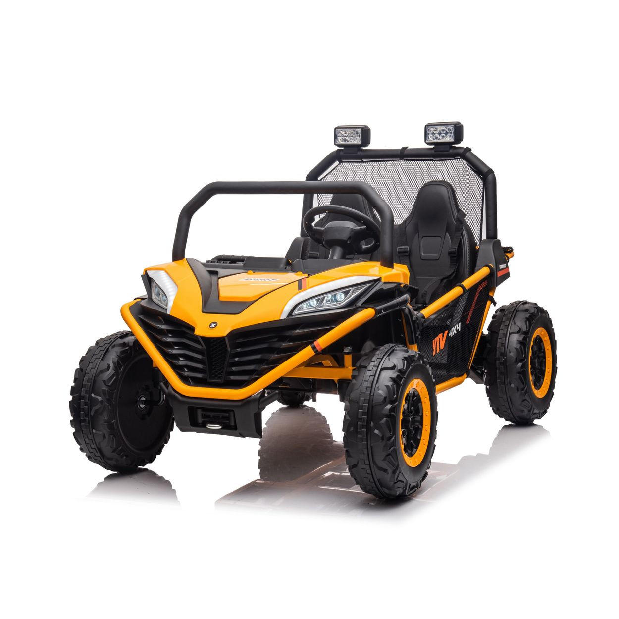 KINDERELEKTROFAHRZEUG Explorer gelb Doppelsitzer Offroad LED Hupe MP3 USB - Gelb, Kunststoff (121/80/80cm) - Chipolino
