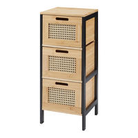 BADKOMMODE Tervola - Schwarz/Naturfarben, Holz (30/72/30cm) - [en.casa]