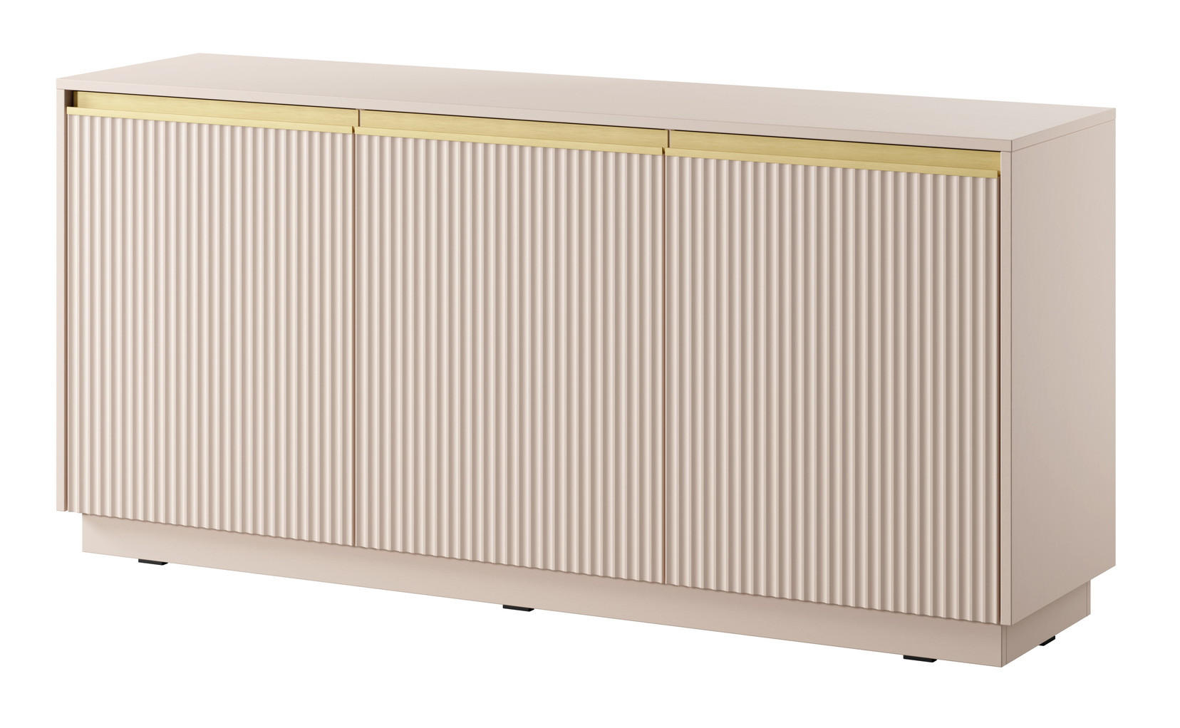 KOMMODE 154 cm Baron - 3 Türen mit gerillten Fronten, Beige - Beige, Holz (154/72/39cm) - Emporius