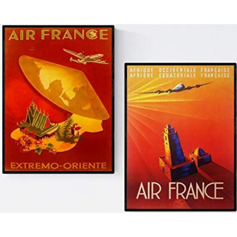 POSTER Set Mit 2 Zwei Blätter Weinlese Air France A3 Rahmenlos - Klar, Papier (29.7/5/42cm) - Nacnic