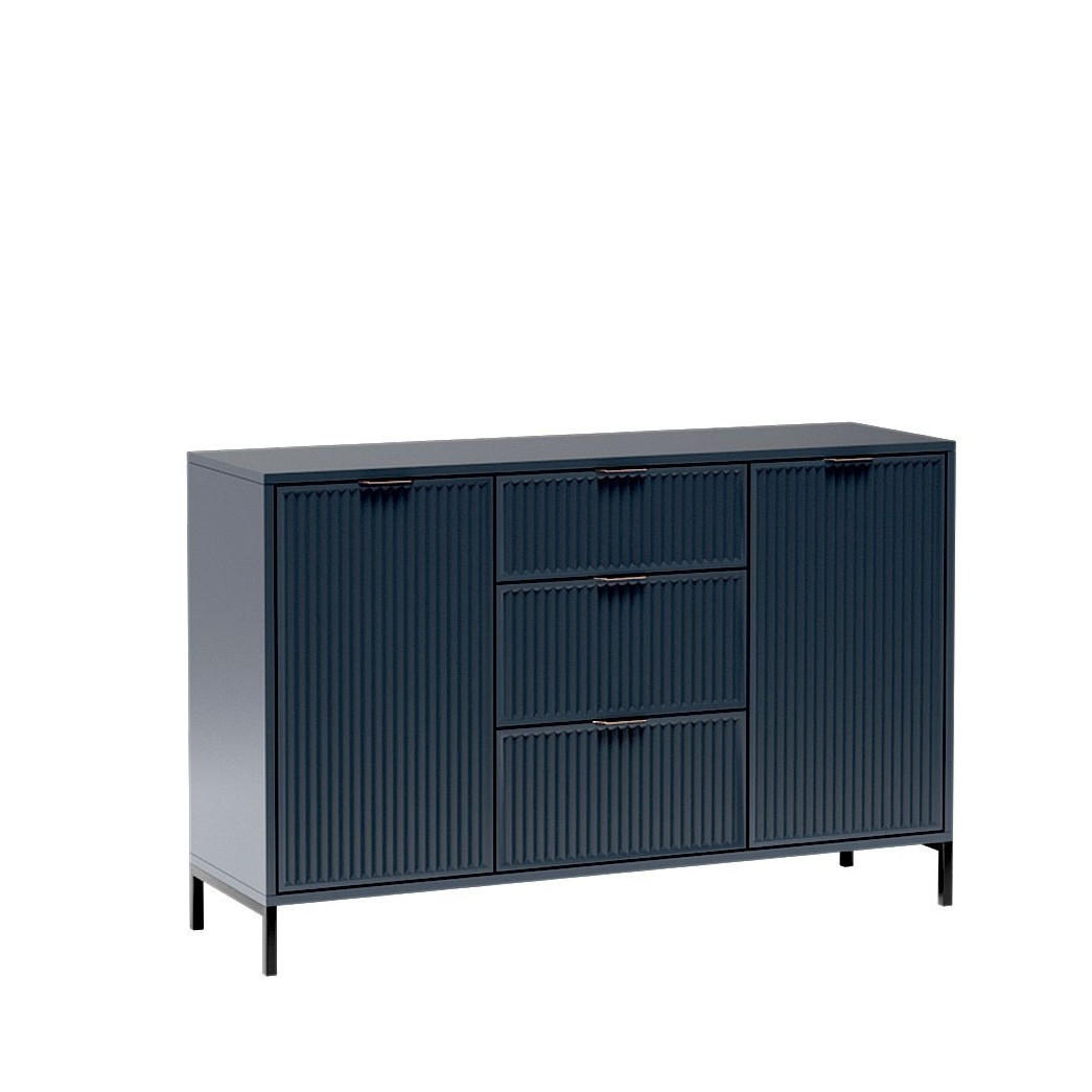 KOMMODE ZIGO 135/86/40,6cm mit 3 Schubladen 2 Türen Blau - Blau, Holzwerkstoff (135/86/40.6cm) - MASSENO