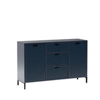 KOMMODE ZIGO 135/86/40,6cm mit 3 Schubladen 2 Türen Blau - Blau, Holzwerkstoff (135/86/40.6cm) - MASSENO