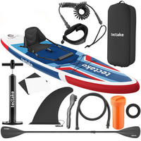 STAND UP PADDLE BOARD Poseidon, Belastbarkeit 200 kg, inklusive Kajak-Sitz, rot/blau - Rot, Kunststoff (320/84/0.4cm) - tectake