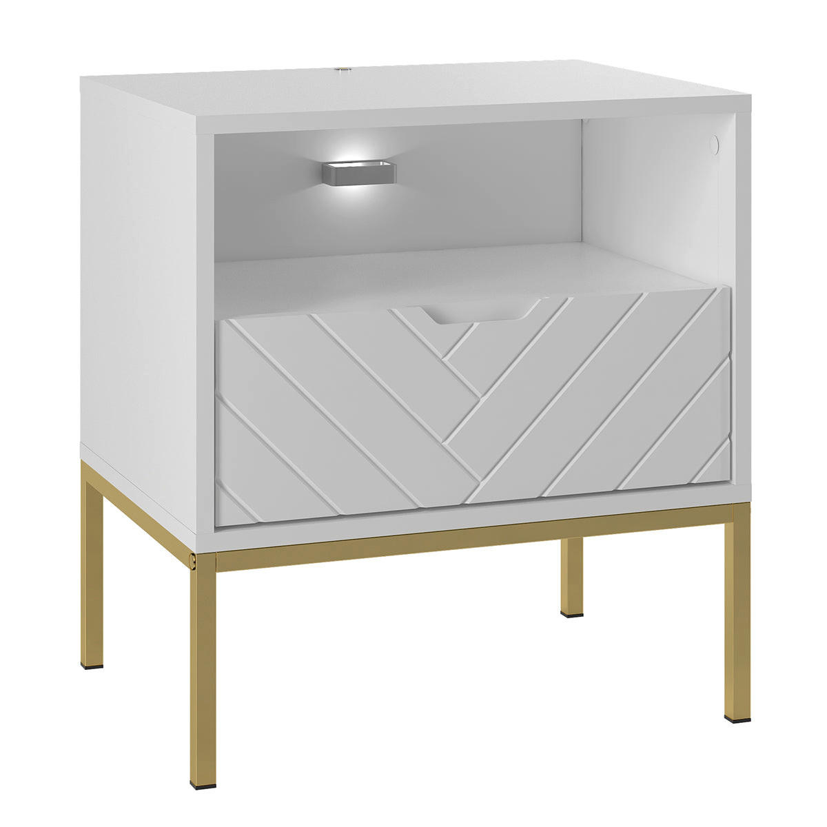NACHTTISCH Daria Weiß - Weiß, Holzwerkstoff (53/77/39cm) - Petits-meubles