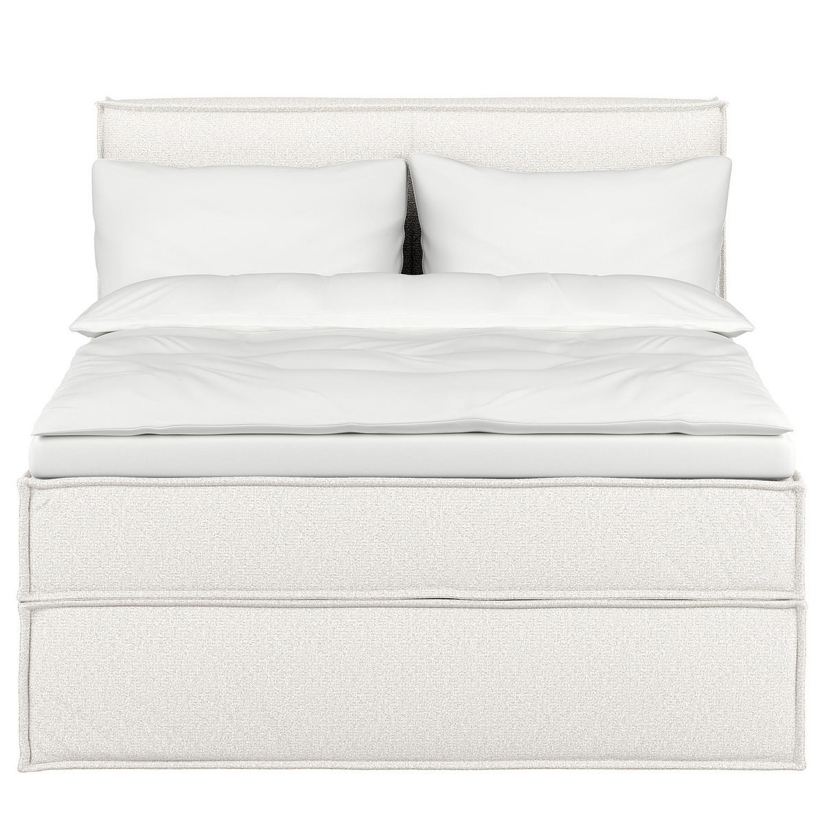 BOXSPRINGBETT mit Kopfteil - Premium - Weiß, Textil (160/200cm) - home24