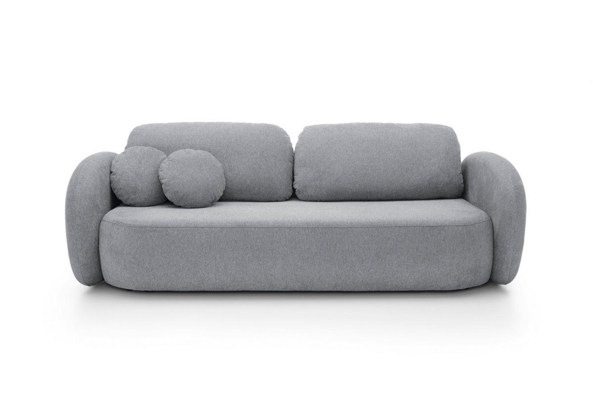 BETTSOFA AMICO Grau Geflochtener Stoff mit Schlaffunktion - Grau, Holz (238/86.5/101cm) - MASSENO