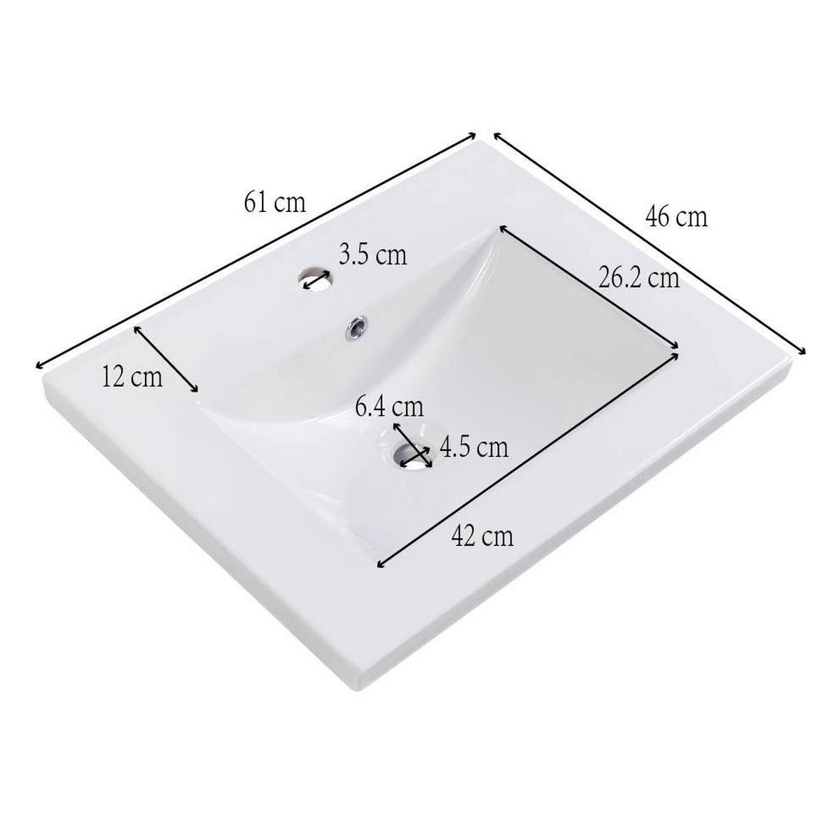 BADEZIMMERSCHRANK 61x47x87cm in Grau, wasserdicht & rutschfest - Grau, Holzwerkstoff (61/87/47cm) - Modfu