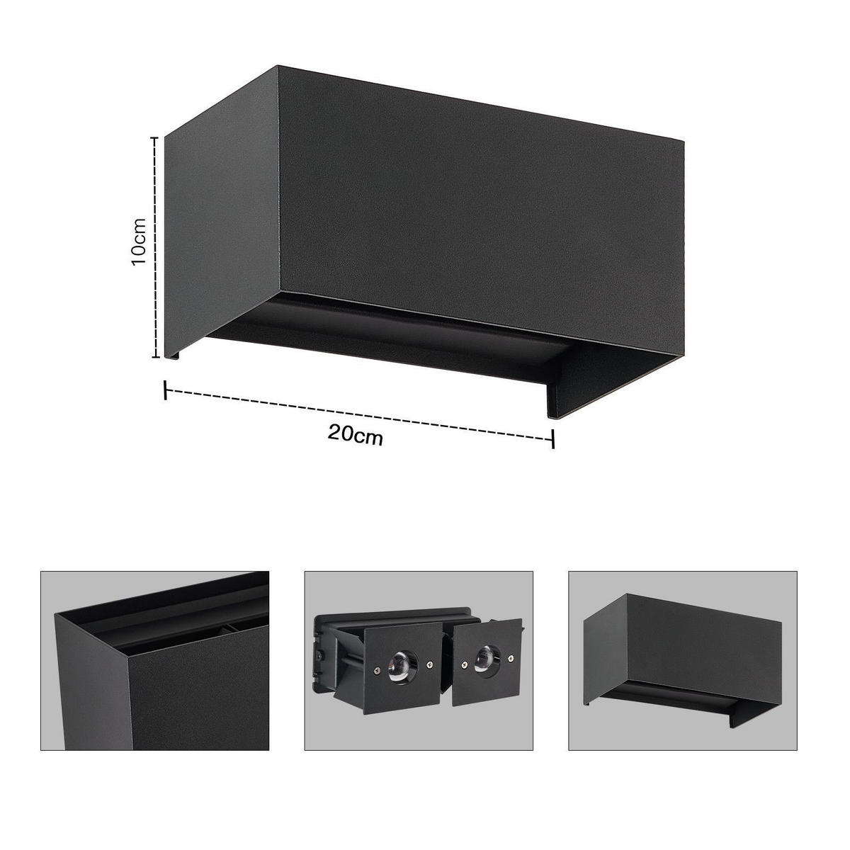 WANDLEUCHTE Inspiration 2er-Set - Schwarz, Metall (10/10/20cm) - Nettlife