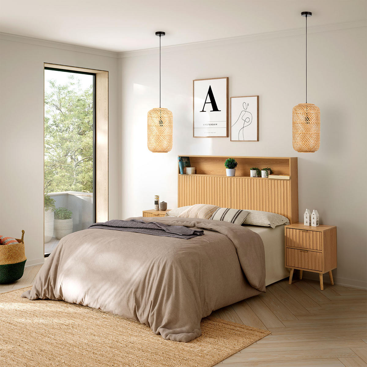 KOPFTEIL Lluvia 145 cm Eichenfarbe - Honigeiche, Holzwerkstoff (15/145/145cm) - VS Venta-stock
