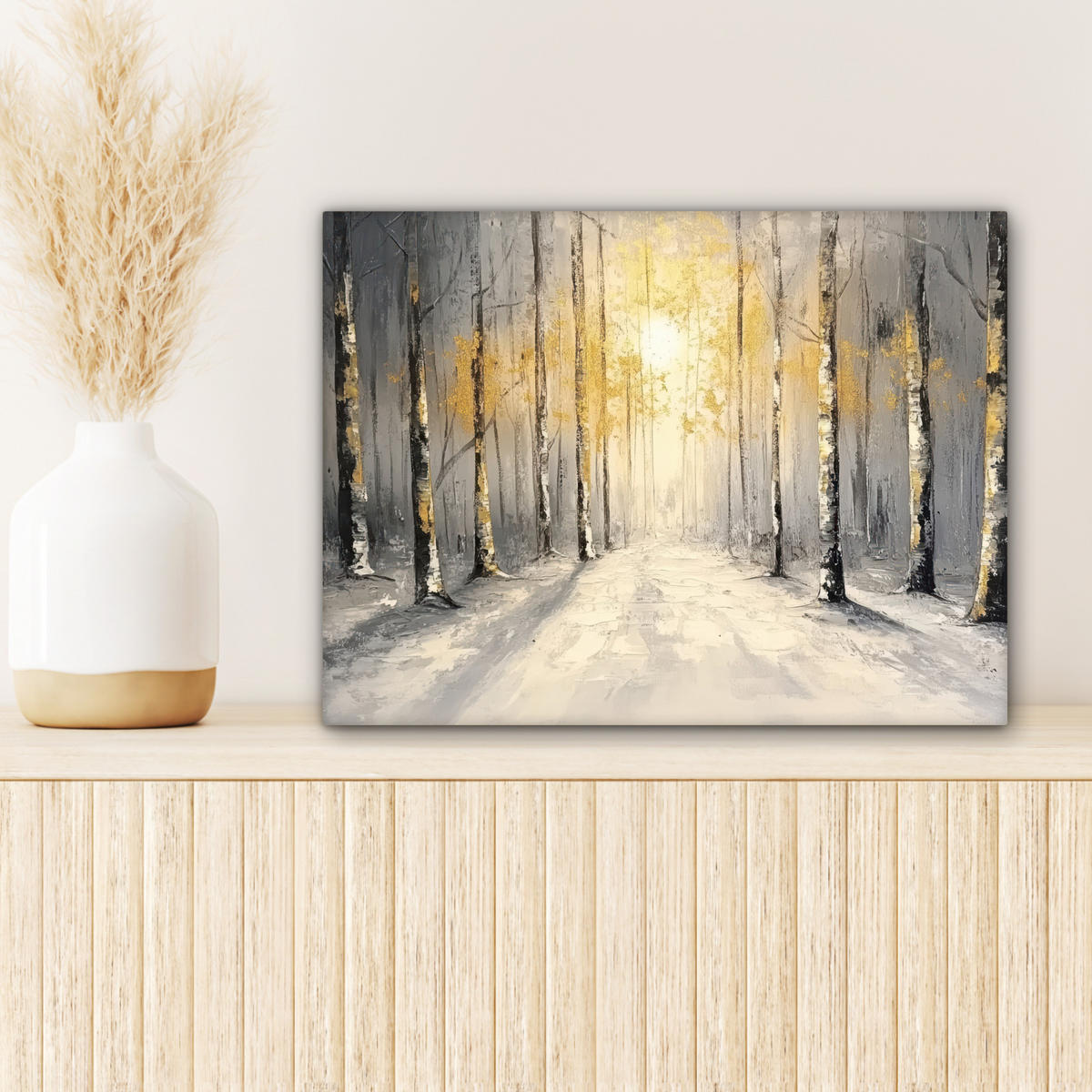 LEINWANDBILD Winter - Abstrakt - Schnee - Natur - Sonne 40x30 cm - Grau, Textil (40/30cm) - MuchoWow