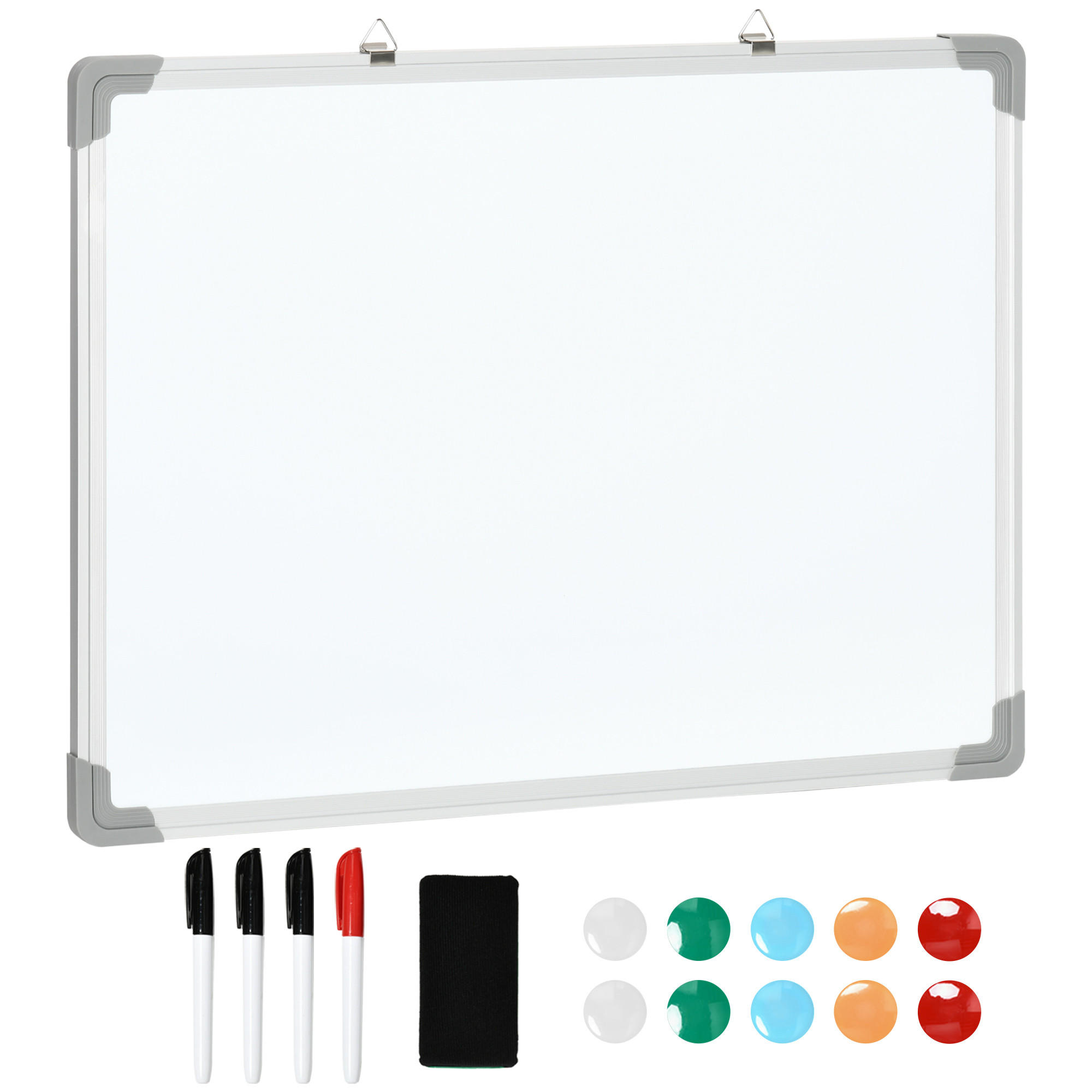 MAGNETTAFEL mit 4 Markern, leicht abwischbar, 60 x 1,8 x 45 cm - Weiß, Kunststoff (1.8/45/60cm) - HOMCOM