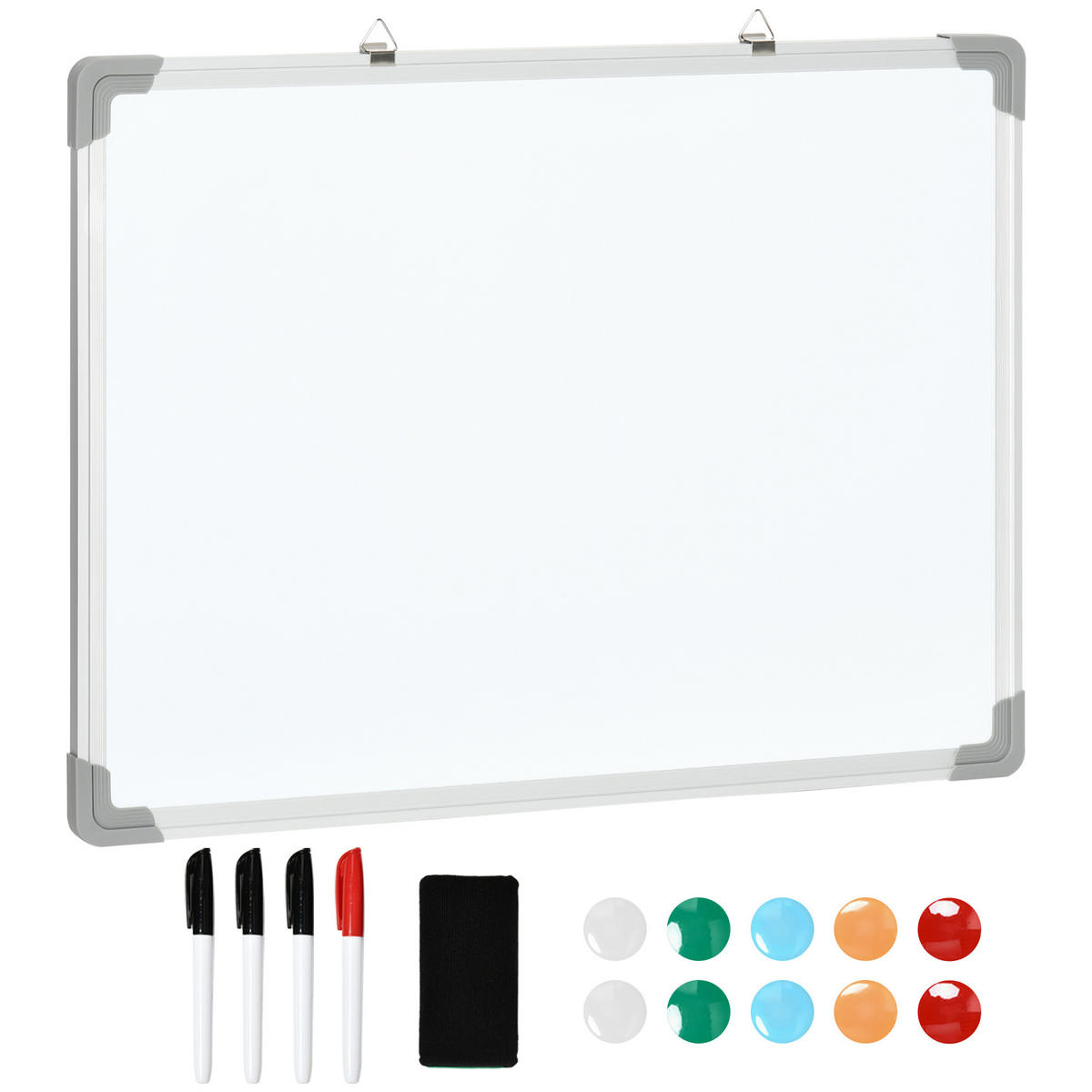 MAGNETTAFEL mit 4 Markern, leicht abwischbar, 60 x 1,8 x 45 cm - Weiß, Kunststoff (1.8/45/60cm) - HOMCOM