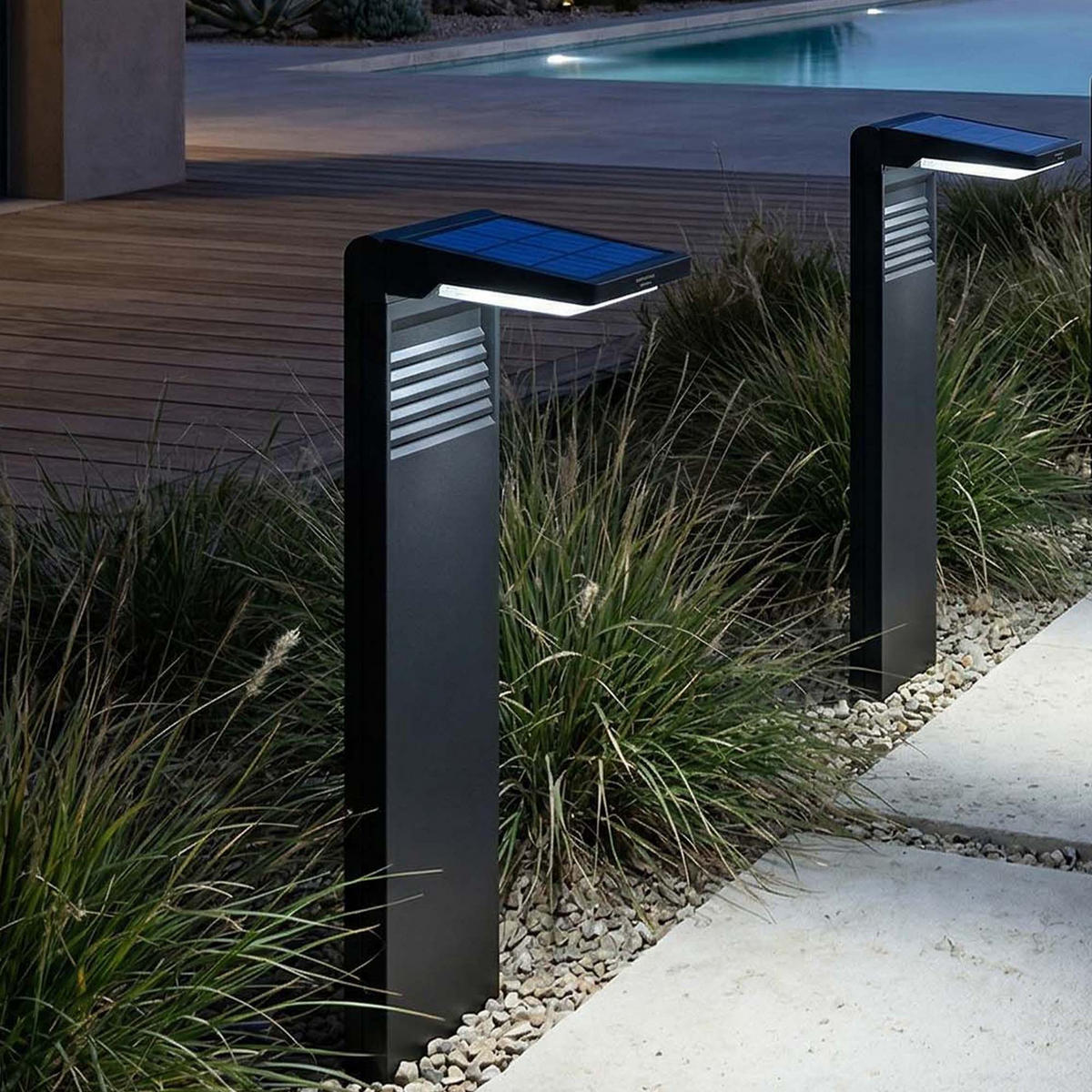 SET mit 2 Solarpollern OSTRY schwarz - Schwarz, Kunststoff (16/9/41cm) - Lumisky