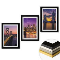 WANDBILDER 3er-Set - 20x30 cm Schwarzer Rahmen - Brücken, Sonne, Stadtblick - Schwarz, Kunststoff (20/30cm) - ArtPrintCave