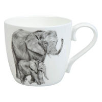KAFFEEBECHER Amazing Animals - Elefanten - Naturfarben, Keramik (0.45L) - Könitz