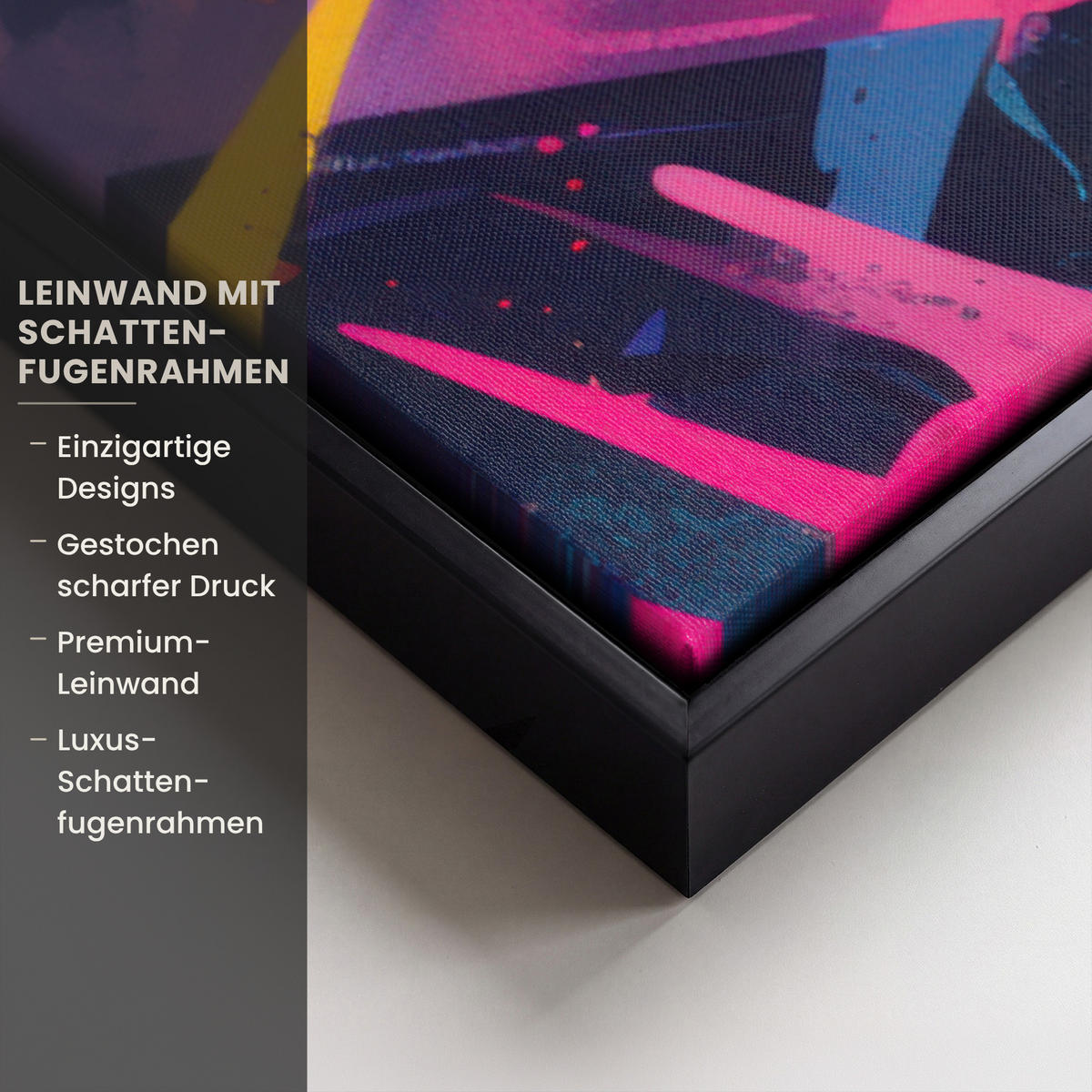 LEINWAND Bilder mit Rahmen - Abstrakt - Formen - Farbenfroh - 60x90 - Magenta, Textil (60/90cm) - MuchoWow
