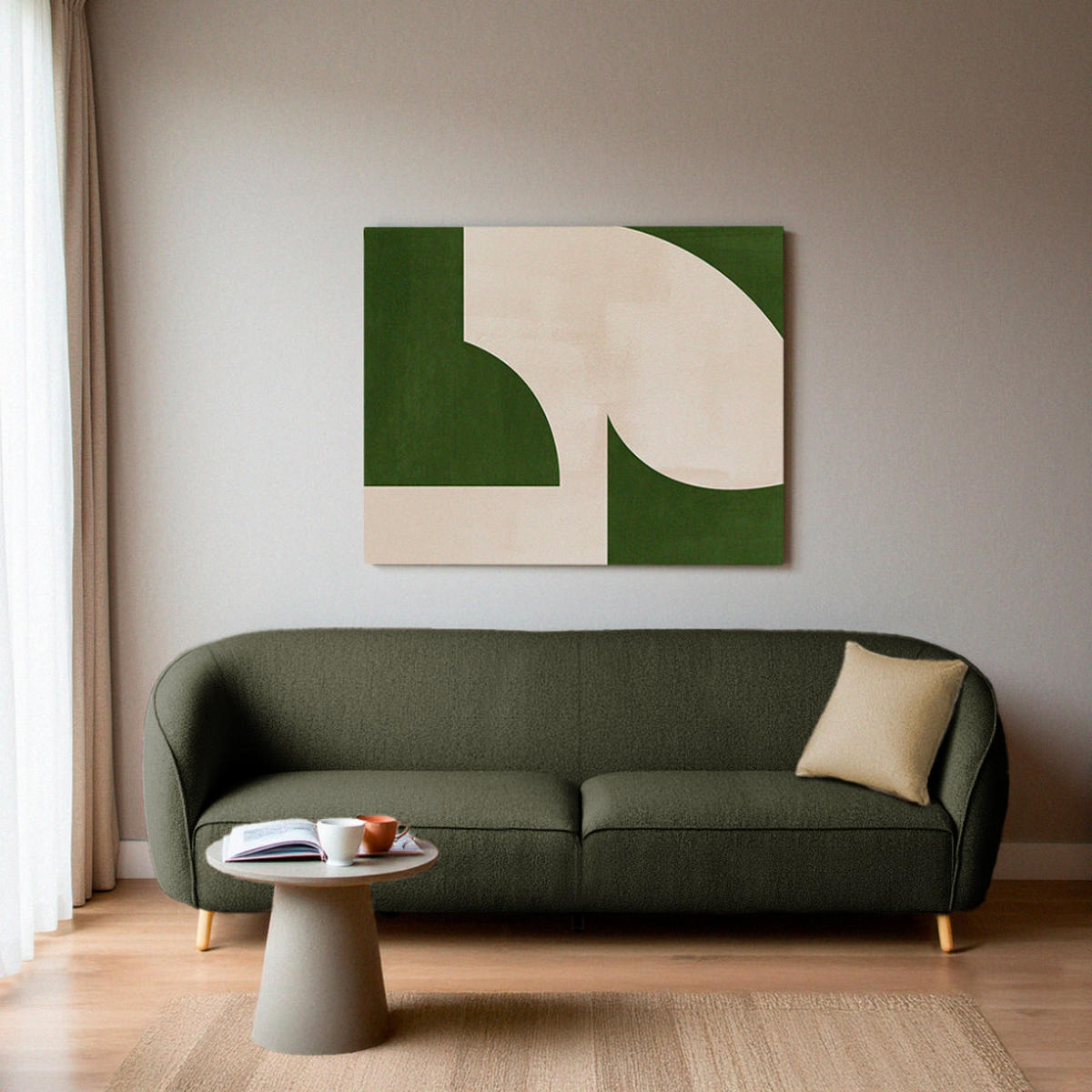 DREISITZER-SOFA aus Boucle-Stoff - Sinclair - Grün - Grün, Textil (223/77/87cm) - Drawer