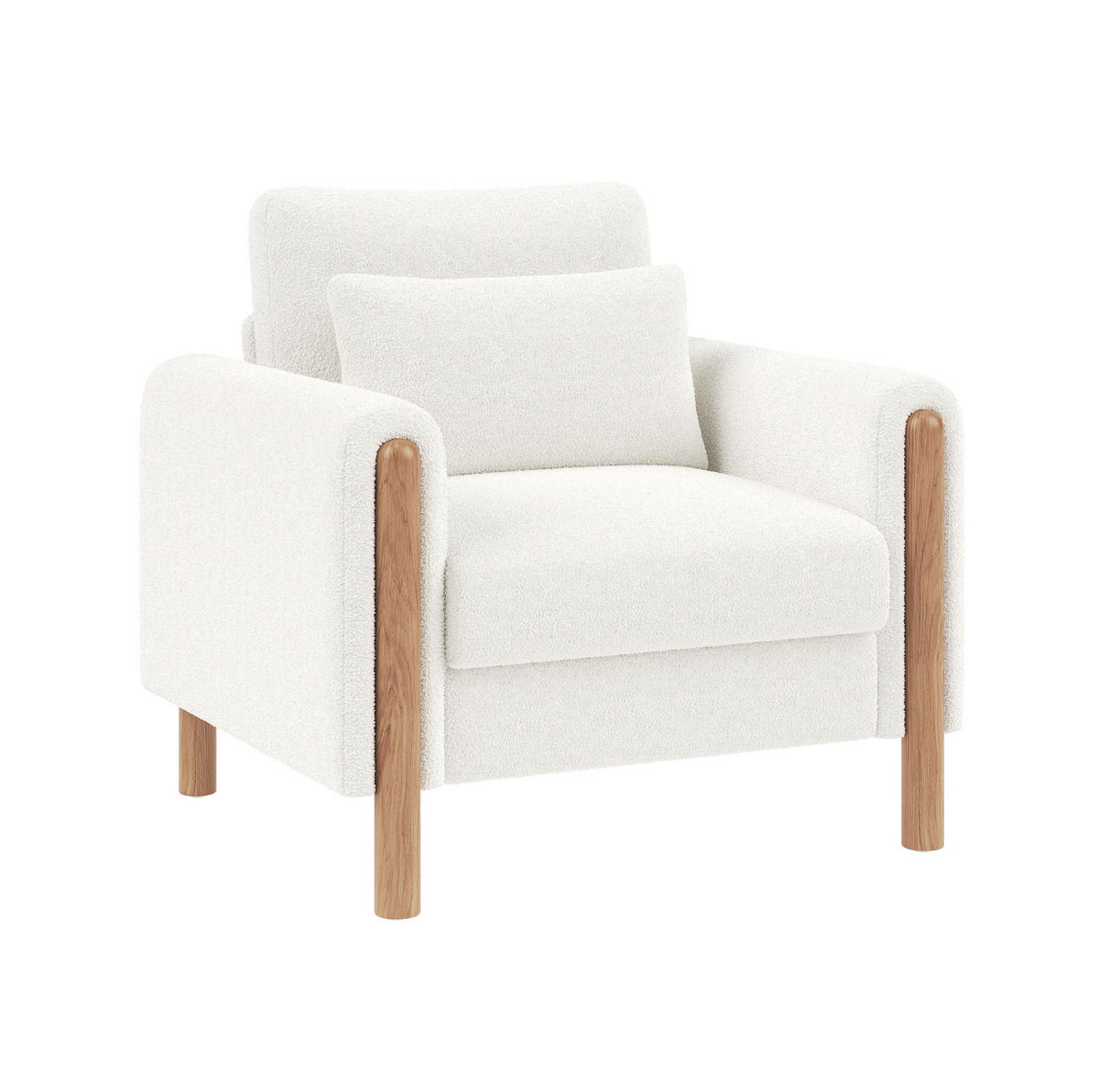 KŘESLO 87/83/88,5 cm bílé z teddy látky s područkami a silným polstrováním - bílá, textil (83/88.5/87cm) - OKWISH