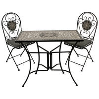 BISTROSET Derby - GartensitzGARTEN-GARNITUR 3-teilig (2x Klappstuhl, 1x Wandtisch 90x45cm rechteckig) - Grau, Metall - TPFGarden