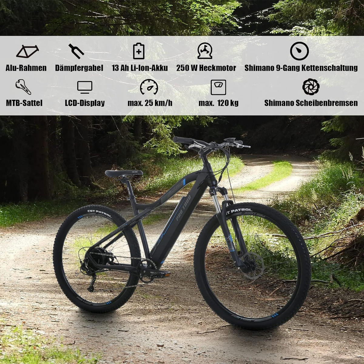 ELEKTROFAHRRAD Flexi 27,5 Zoll 25km/h Reichweite 50-90 km - Blau, Metall (125cm) - Nettlife