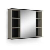 BADSPIEGELSCHRANK Joli Greige 80 x 60 cm mit Spiegel - Greige/Schwarz, Holzwerkstoff (80/60/17.4cm) - Vicco