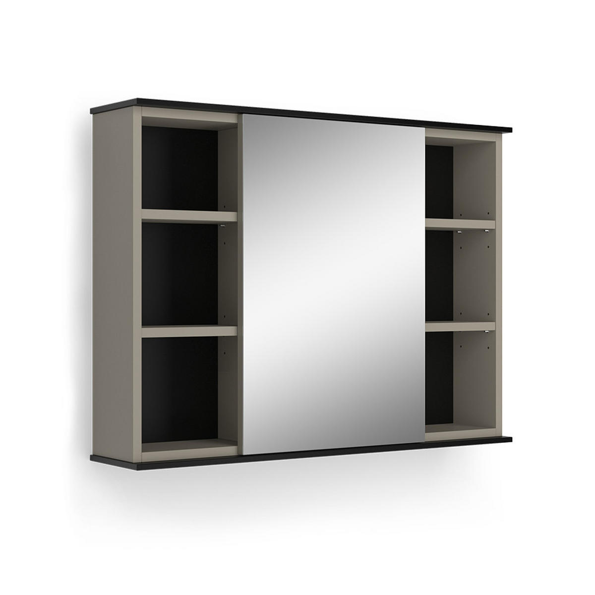 BADSPIEGELSCHRANK Joli Greige 80 x 60 cm mit Spiegel - Greige/Schwarz, Holzwerkstoff (80/60/17.4cm) - Vicco