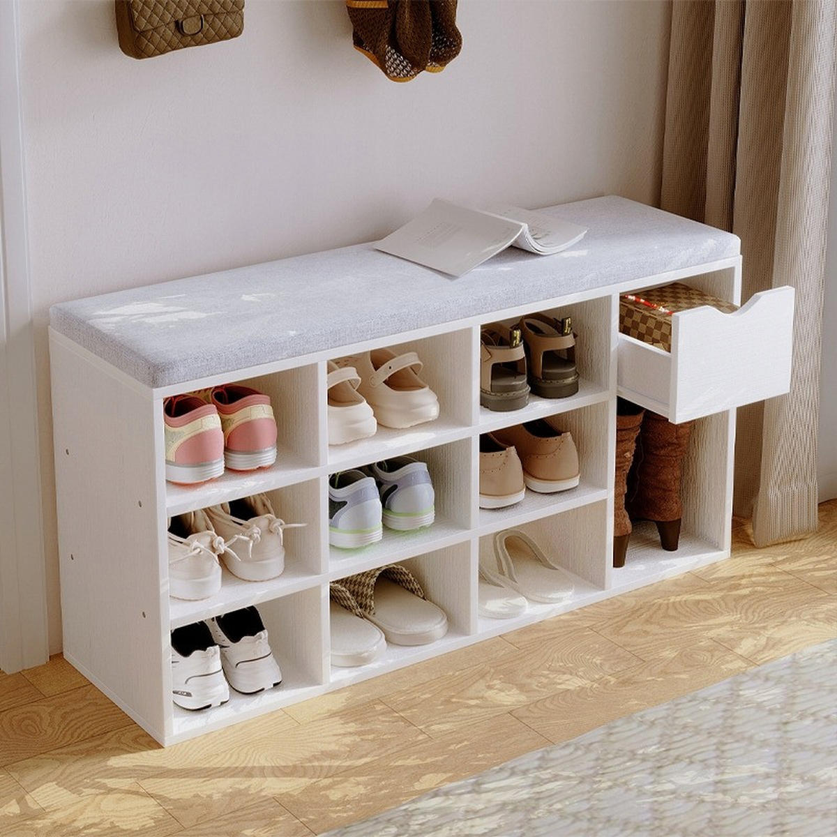 SCHUHSCHRANK, weiß 100/48/30 cm - Weiß, Holzwerkstoff (56/14/48cm)