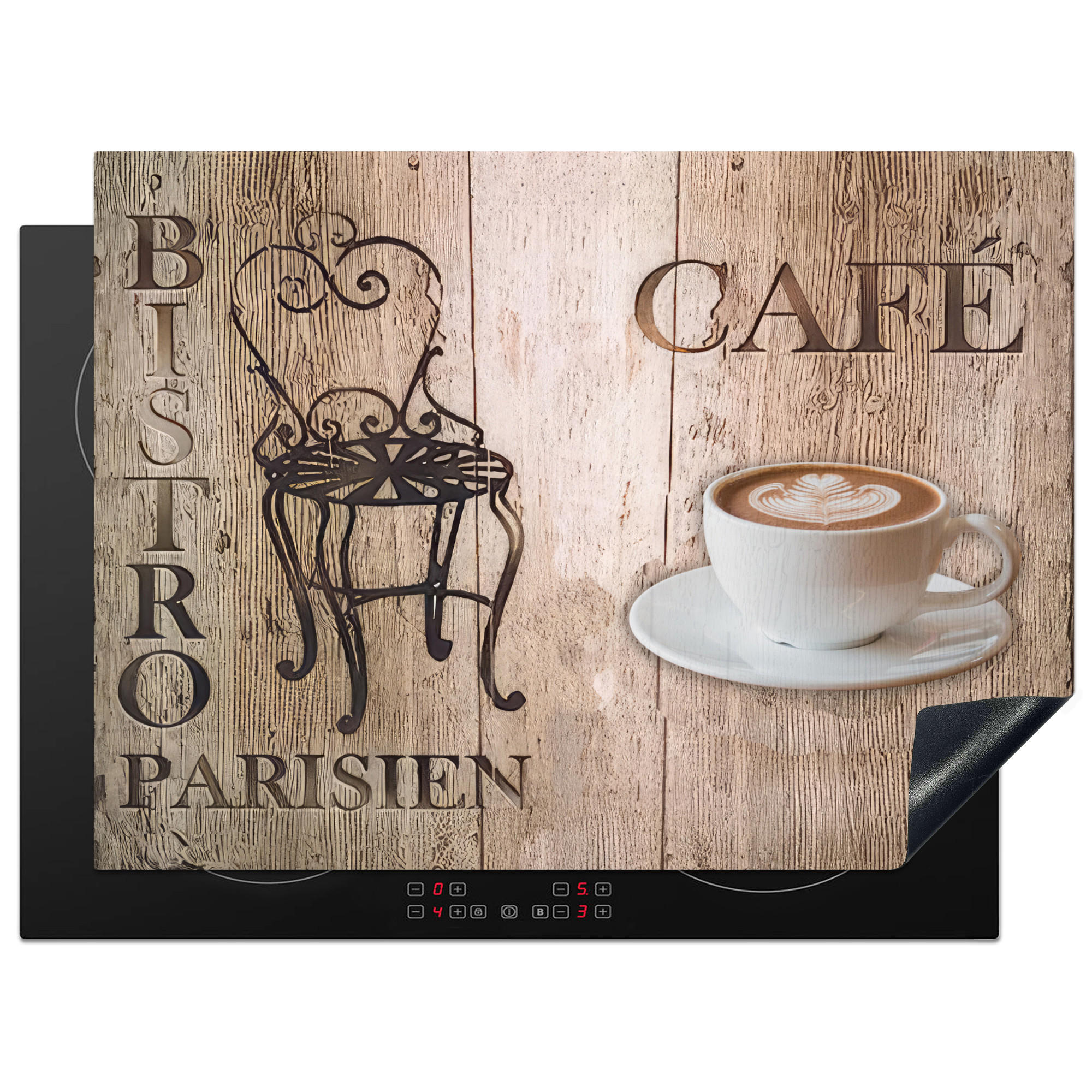 HERDABDECKPLATTE Bistro Parisien - Café - Kaffee - Jahrgang 71x52 cm - Cappuccino, Kunststoff (71/0.2/52cm) - MuchoWow