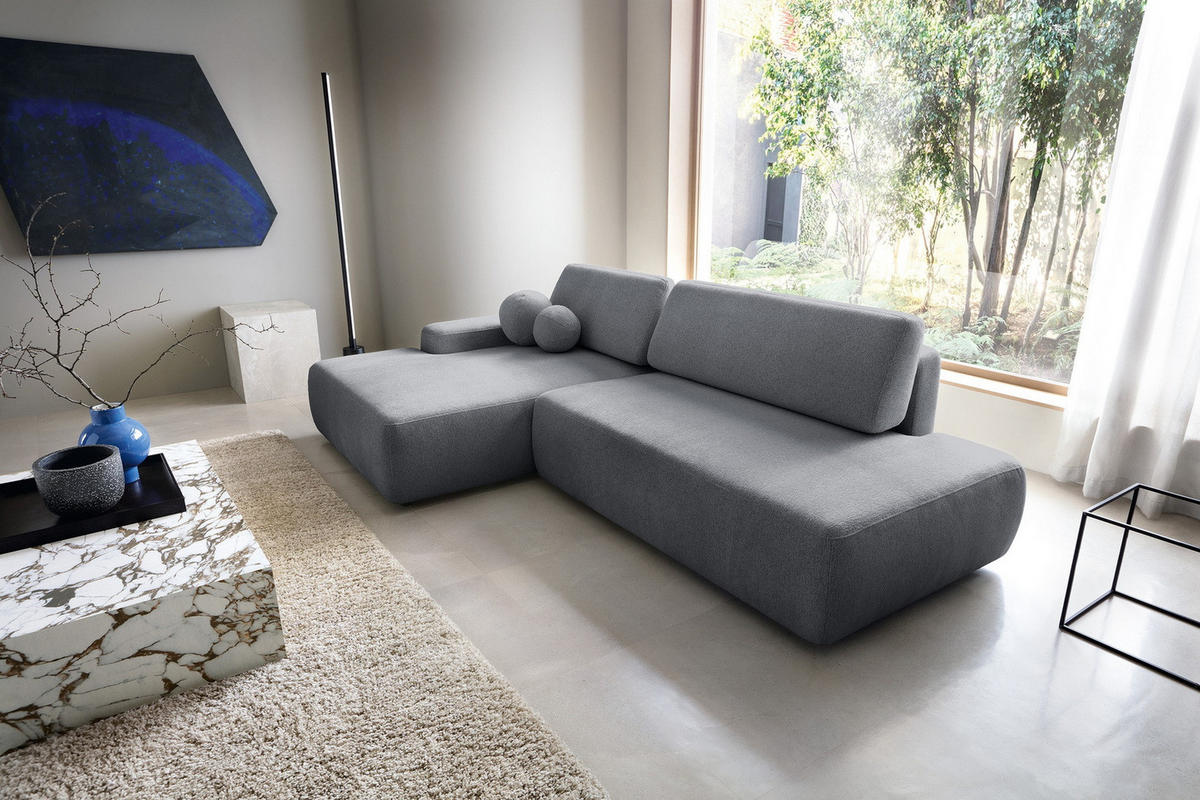 ECKSOFA 275 cm mit Schlaffunktion Orea O, Links, Dunkelgrau - Dunkelgrau, Holz (276/164cm) - Emporius
