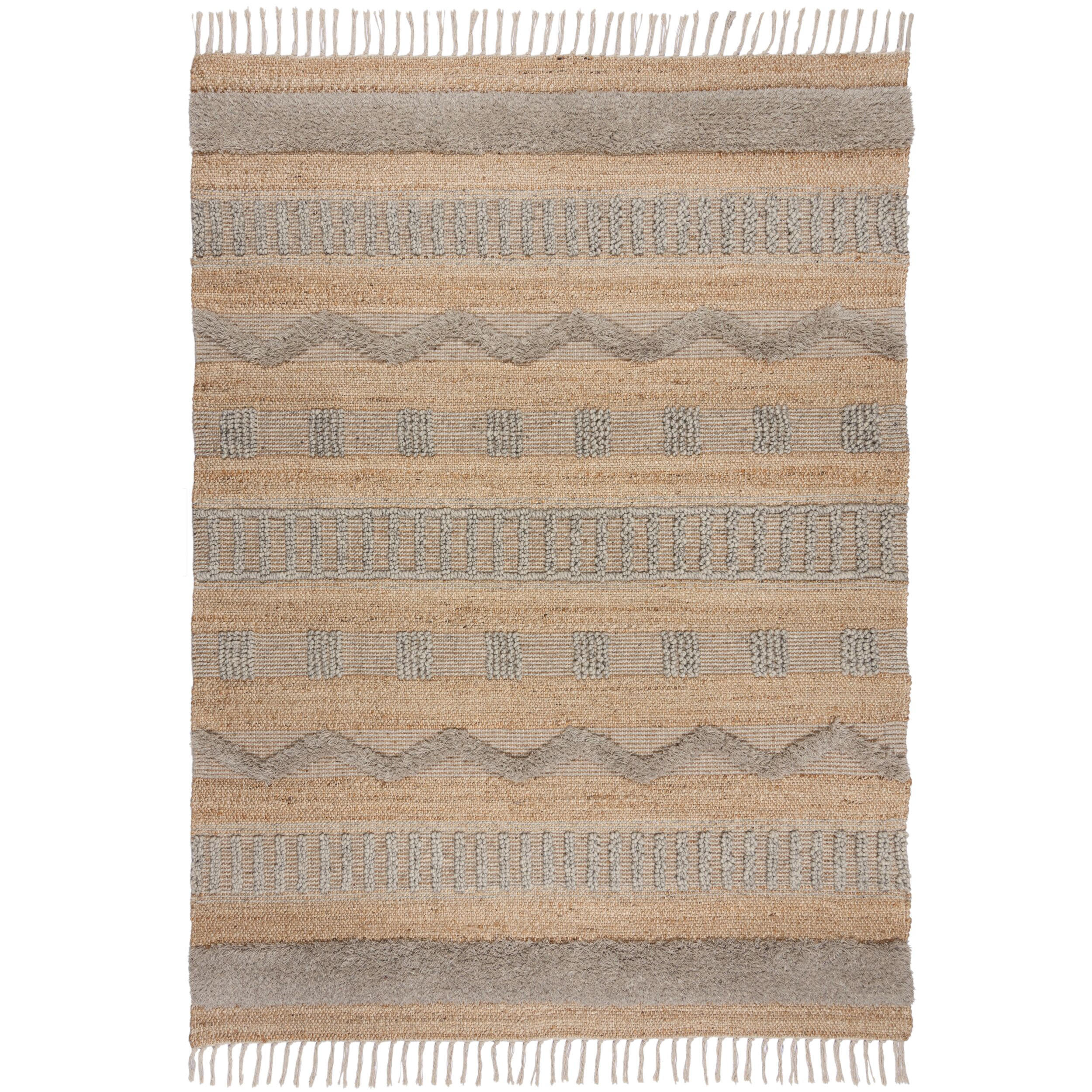 NATURTEPPICH handgewebt Jute-Wolle-Mix skandinavisch WHARFE, Braun-Grau 120x170 cm - Braun, Textil (120/170cm) - KADIMA DESIGN