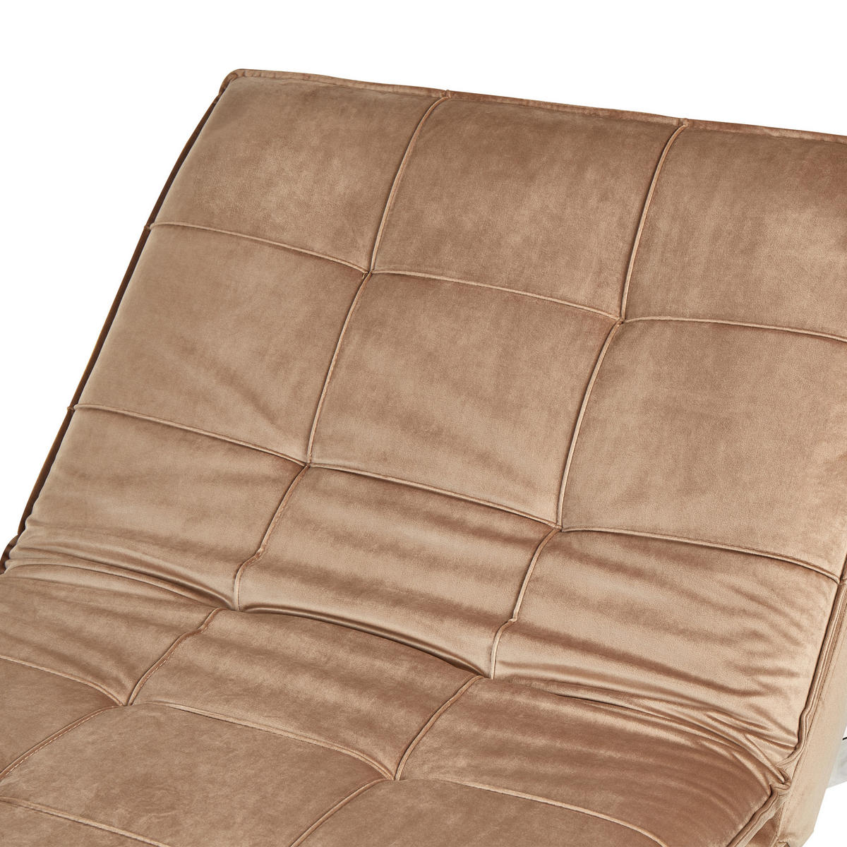 RELAXLIEGE Samtstoff hellbraun verstellbar Loiret - Silberfarben/Braun, Textil (179/93/76cm) - Beliani