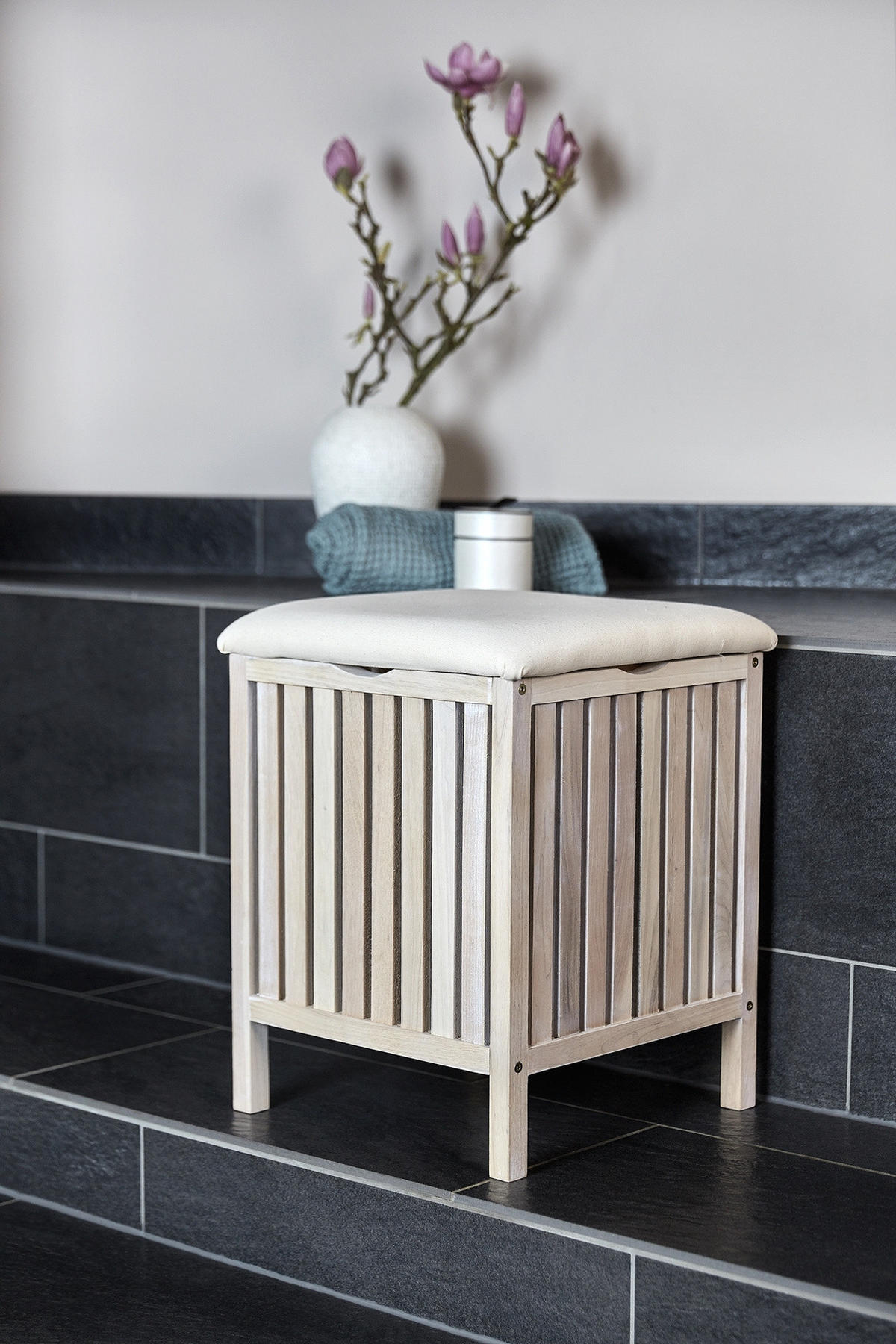 BADHOCKER Oslo weiß - Weiß, Holzwerkstoff (39/55/39cm)