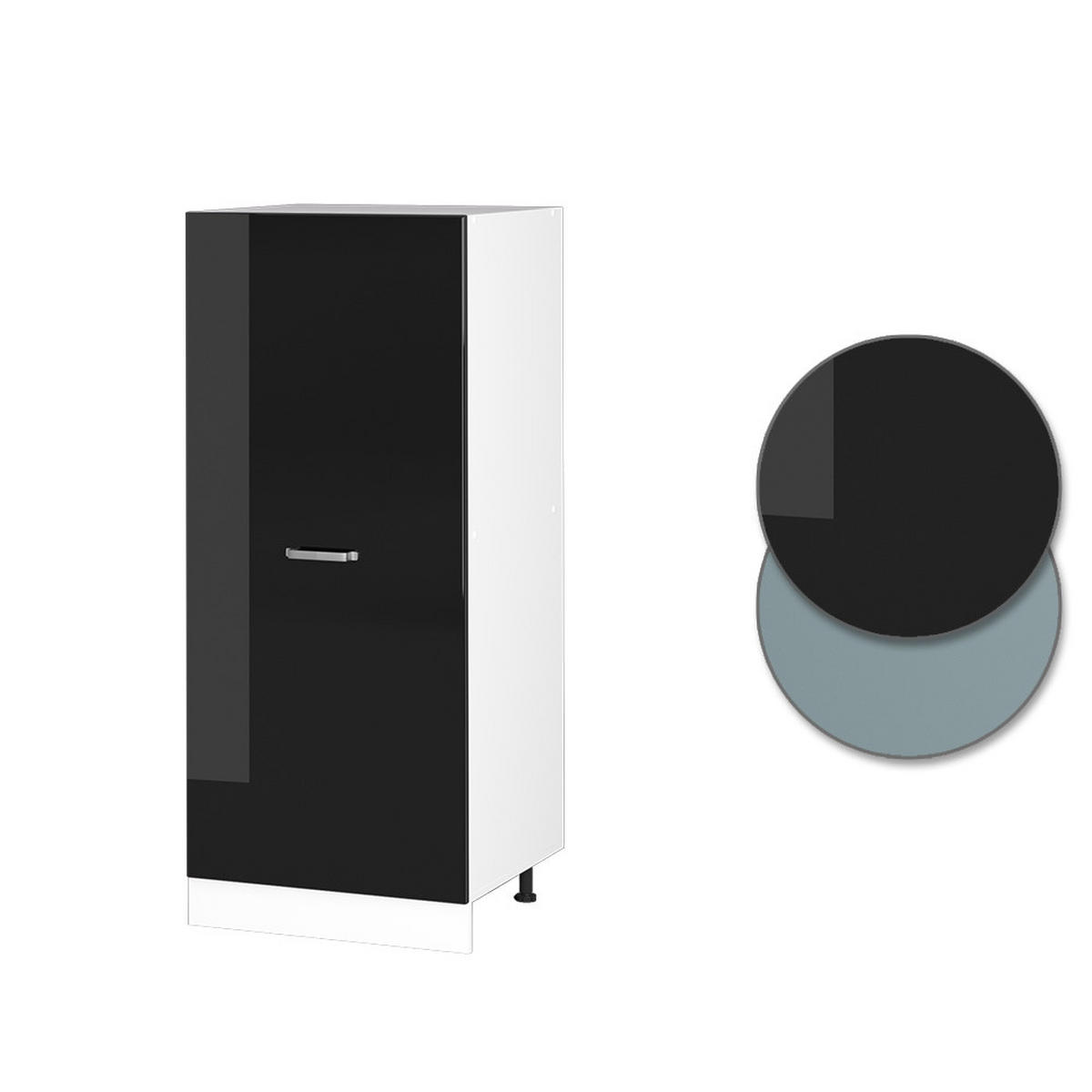 HOCHSCHRANK R-Line Schwarz Hochglanz 60 cm - Schwarz Hochglanz/Schwarz, Holzwerkstoff (60/143/57cm) - Vicco