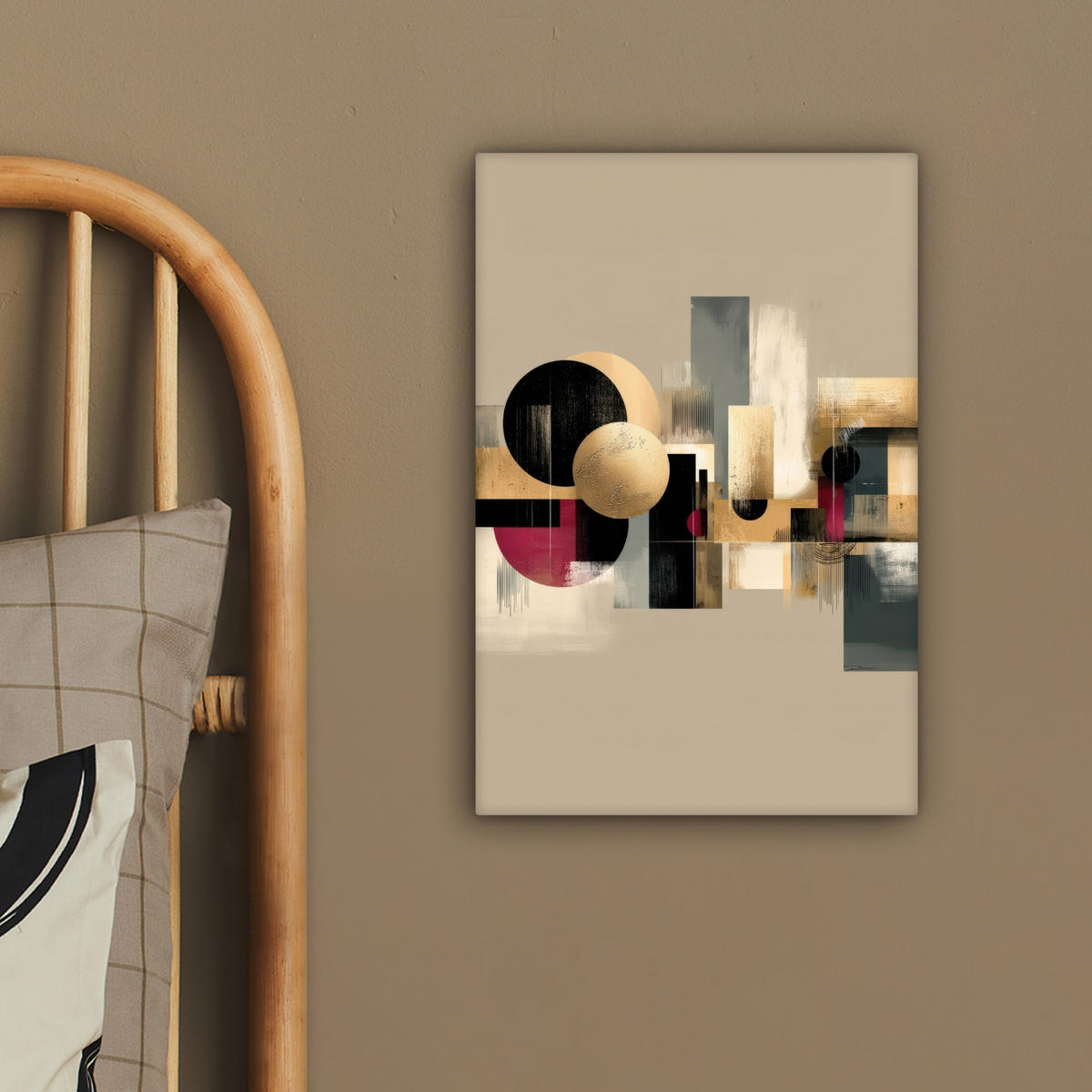 LEINWANDBILD Abstrakt - Formen - Beige - Texturen Deko Wohnzimmer 20x30 cm - Beige, Textil (20/30cm) - MuchoWow