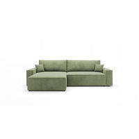 ECKSOFA VIENNA links hellgrün Cord Poso 47 - Schlaffunktion, Bettkasten - Hellgrün, Textil (285/185cm) - Cornero