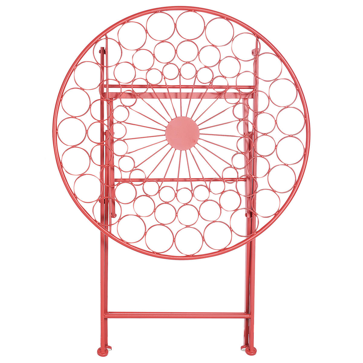 GARTENTISCH Metall rot 70 cm rund Scario - Rot, Metall (70/70/75cm) - Beliani