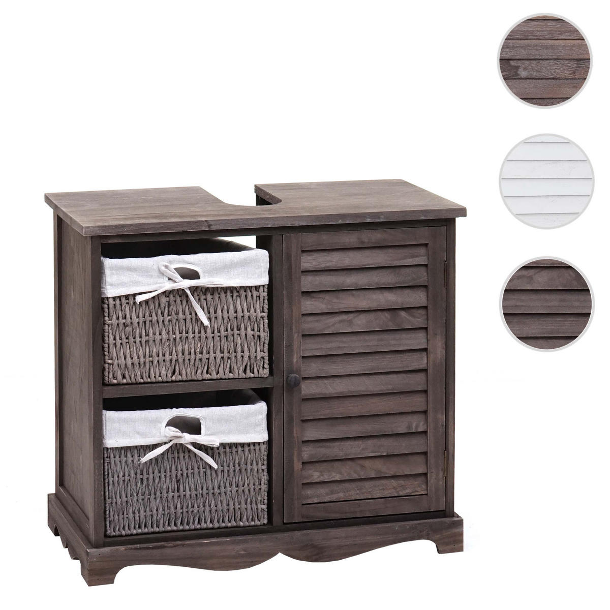 WASCHBECKENUNTERSCHRANK Grau, Braun - Braun/Grau, Holz (65/60/31cm) - MCW