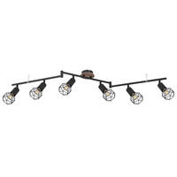 DECKENLEUCHTE Retro Schwarz Drahtgeflecht 6 flammig - Schwarz, Holz (116/10/24.5cm) - Globo Lighting
